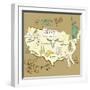 Stylized Map Of America. Things That Different Regions In Usa Are Famous For-Alisa Foytik-Framed Art Print