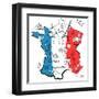 Stylized Map of France. Things that Different Regions in France are Famous For.-Alisa Foytik-Framed Art Print