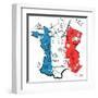 Stylized Map of France. Things that Different Regions in France are Famous For.-Alisa Foytik-Framed Art Print