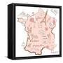 Stylized Map of France. Things that Different Regions in France are Famous For.-Alisa Foytik-Framed Stretched Canvas
