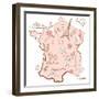 Stylized Map of France. Things that Different Regions in France are Famous For.-Alisa Foytik-Framed Art Print