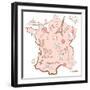 Stylized Map of France. Things that Different Regions in France are Famous For.-Alisa Foytik-Framed Art Print