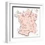 Stylized Map of France. Things that Different Regions in France are Famous For.-Alisa Foytik-Framed Art Print