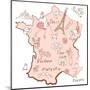 Stylized Map of France. Things that Different Regions in France are Famous For.-Alisa Foytik-Mounted Art Print