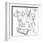 Stylized Map of France. Things that Different Regions in France are Famous For.-Alisa Foytik-Framed Art Print