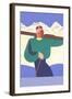 Stylized Skier in Mountains-null-Framed Art Print