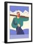 Stylized Skier in Mountains-null-Framed Art Print