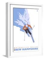 Stylized Skier, Waterville Valley, New Hampshire-Lantern Press-Framed Art Print
