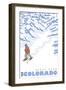 Stylized Snowshoer, Estes Park, Colorado-Lantern Press-Framed Art Print