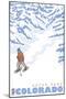 Stylized Snowshoer, Estes Park, Colorado-Lantern Press-Mounted Art Print