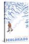 Stylized Snowshoer, Estes Park, Colorado-Lantern Press-Stretched Canvas