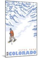 Stylized Snowshoer, Estes Park, Colorado-Lantern Press-Mounted Art Print