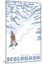 Stylized Snowshoer, Estes Park, Colorado-Lantern Press-Mounted Art Print