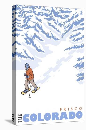 Stylized Snowshoer, Frisco, Colorado-Lantern Press-Stretched Canvas