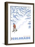 Stylized Snowshoer, Frisco, Colorado-Lantern Press-Framed Art Print