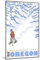 Stylized Snowshoer, Government Camp, Oregon-Lantern Press-Mounted Art Print