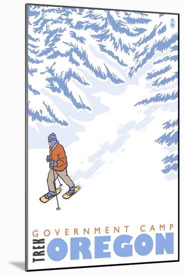 Stylized Snowshoer, Government Camp, Oregon-Lantern Press-Mounted Art Print