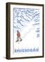 Stylized Snowshoer, Grayling, Michigan-Lantern Press-Framed Art Print