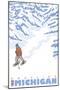 Stylized Snowshoer, Grayling, Michigan-Lantern Press-Mounted Art Print