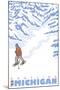 Stylized Snowshoer, Grayling, Michigan-Lantern Press-Mounted Art Print