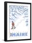 Stylized Snowshoer, Greenville, Maine-Lantern Press-Framed Art Print