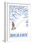 Stylized Snowshoer, Greenville, Maine-Lantern Press-Framed Art Print