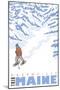 Stylized Snowshoer, Greenville, Maine-Lantern Press-Mounted Art Print