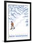 Stylized Snowshoer, Holderness, New Hampshire-Lantern Press-Framed Art Print