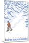 Stylized Snowshoer, Holderness, New Hampshire-Lantern Press-Mounted Art Print
