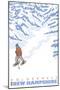 Stylized Snowshoer, Holderness, New Hampshire-Lantern Press-Mounted Art Print