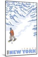 Stylized Snowshoer, Ithaca, New York-Lantern Press-Mounted Art Print