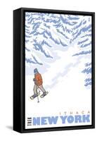 Stylized Snowshoer, Ithaca, New York-Lantern Press-Framed Stretched Canvas