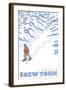 Stylized Snowshoer, Ithaca, New York-Lantern Press-Framed Art Print