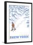 Stylized Snowshoer, Ithaca, New York-Lantern Press-Framed Art Print