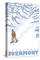 Stylized Snowshoer, Landgrove, Vermont-Lantern Press-Stretched Canvas