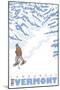 Stylized Snowshoer, Landgrove, Vermont-Lantern Press-Mounted Art Print