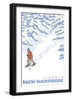 Stylized Snowshoer, Lincoln, New Hampshire-Lantern Press-Framed Art Print
