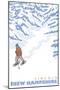 Stylized Snowshoer, Lincoln, New Hampshire-Lantern Press-Mounted Art Print