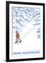 Stylized Snowshoer, Lincoln, New Hampshire-Lantern Press-Framed Art Print