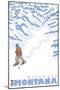 Stylized Snowshoer, Missoula, Montana-Lantern Press-Mounted Art Print