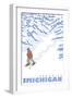 Stylized Snowshoer, Paradise, Michigan-Lantern Press-Framed Art Print