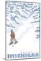 Stylized Snowshoer, Paradise, Michigan-Lantern Press-Mounted Art Print