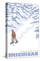 Stylized Snowshoer, Paradise, Michigan-Lantern Press-Stretched Canvas