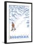 Stylized Snowshoer, Red Lodge, Montana-Lantern Press-Framed Art Print