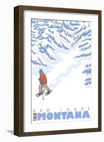 Stylized Snowshoer, Red Lodge, Montana-Lantern Press-Framed Art Print