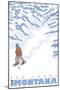 Stylized Snowshoer, Red Lodge, Montana-Lantern Press-Mounted Art Print