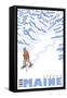 Stylized Snowshoer, Sebago, Maine-Lantern Press-Framed Stretched Canvas