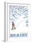 Stylized Snowshoer, Sebago, Maine-Lantern Press-Framed Art Print