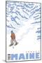 Stylized Snowshoer, Sebago, Maine-Lantern Press-Mounted Art Print