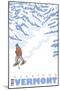 Stylized Snowshoer, Stratton, Vermont-Lantern Press-Mounted Art Print